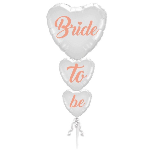toptan-xml-dropshipping-Bride To Be Buket Seti Folyo Balon 3lü Rose Gold Renk 100 cm