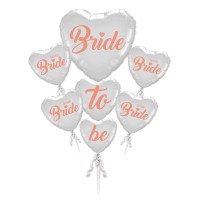 Bride To Be Team Bride Folyo Balon Buket Seti 5li Set Rose Gold Renk 100 cm