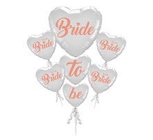 Bride To Be Team Bride Folyo Balon Buket Seti 5li Set Rose Gold Renk 100 cm