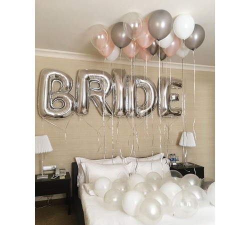 toptan-xml-dropshipping-Bride Yazılı Bekarlığa Veda Partisi Folyo Balonu Gümüş Renk 100 cm