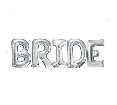 toptan-xml-dropshipping-Bride Yazılı Bekarlığa Veda Partisi Folyo Balonu Gümüş Renk 100 cm
