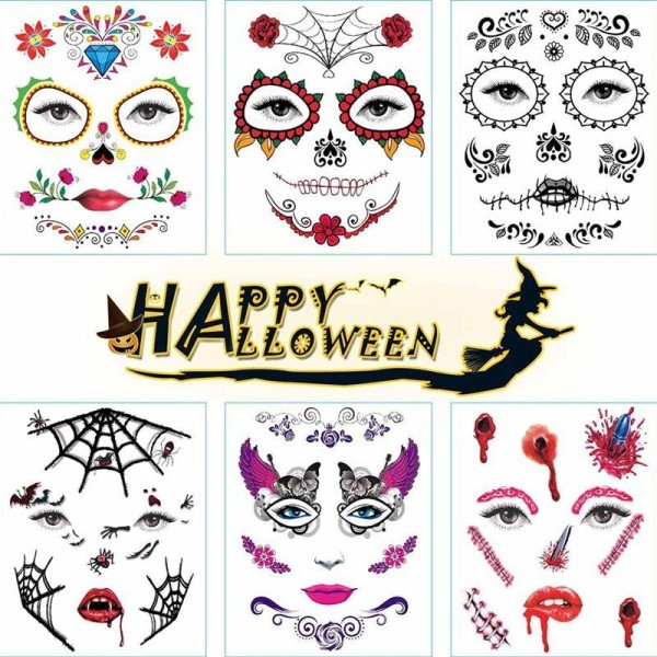 toptan-xml-dropshipping-Cadılar Bayramı Halloween Dövme Tattoos 12li