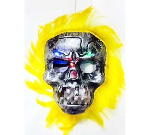 toptan-xml-dropshipping-Cadılar Bayramı Halloween Işıklı Kurukafa Maske sarı saçlı
