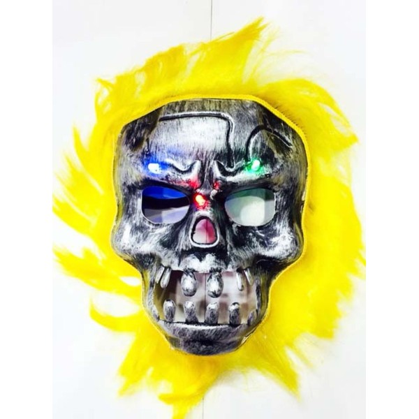 toptan-xml-dropshipping-Cadılar Bayramı Halloween Işıklı Kurukafa Maske sarı saçlı