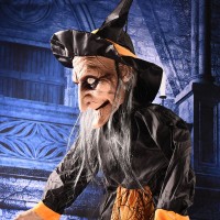 Cadılar Bayramı Halloween Sensörlü Işıklı Sesli Cadı 145 cm