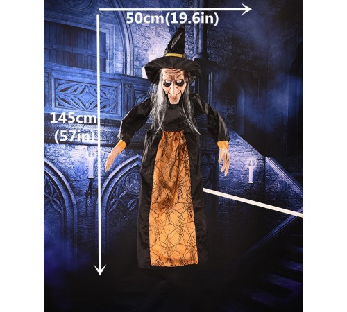 toptan-xml-dropshipping-Cadılar Bayramı Halloween Sensörlü Işıklı Sesli Cadı 145 cm