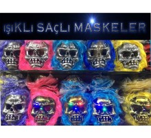 Cadılar Bayramı Işıklı Halloween Kuru Kafa Maskesi 1 Adet karışık Renk