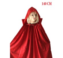 Cadılar Bayramı Kapşonlu + Yakalı Pelerin Kırmızı 140 cm