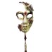 toptan-xml-dropshipping-Çiçekli Orjinal Masquerade Sopalı Venedik Maskesi El İşlemeli Kırmızı Renk