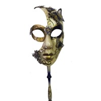 Kelebekli Masquerade Sopalı Venedik Maskesi Mor Renk 10x45 cm