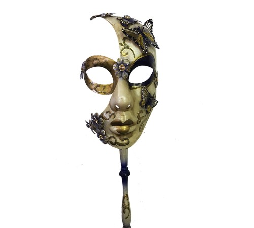 toptan-xml-dropshipping-Kelebekli Masquerade Sopalı Venedik Maskesi Mor Renk 10x45 cm