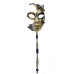 toptan-xml-dropshipping-Çiçekli Orjinal Masquerade Sopalı Venedik Maskesi El İşlemeli Siyah Renk