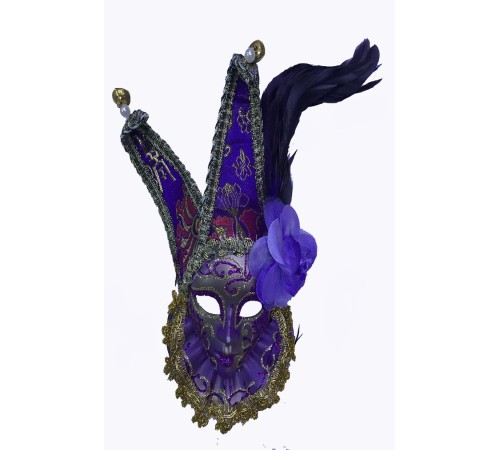 toptan-xml-dropshipping-Çıngıraklı Dekoratif Tüylü Seramik Maske Mor Renk