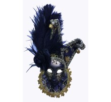 Çıngıraklı Dekoratif Tüylü Seramik Maske Siyah Renk