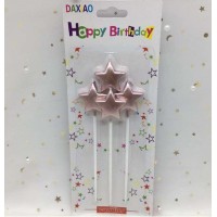 Çubuklu Metalize Yıldız Mum Doğum Günü Mumu Rose Gold