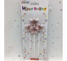 Çubuklu Metalize Yıldız Mum Doğum Günü Mumu Rose Gold