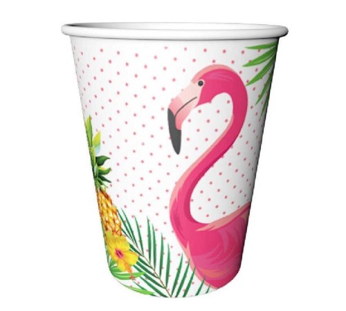 toptan-xml-dropshipping-Flamingo Temalı Parti Bardağı Karton 8 Adet