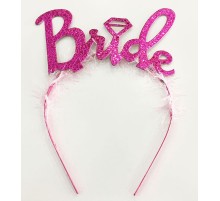 Fuşya Renk Bekarlığa Veda İtalik Yazı Alyanslı Bride Taç