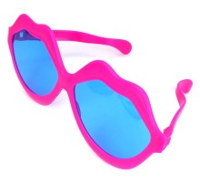 Fuşya Renk Pembe Renk Mega Boy Jumbo Dudak Şekilli Parti Gözlüğü