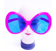 Fuşya Renk Pembe Renk Renk Mega Boy Oval Yuvarlak Parti Gözlüğü