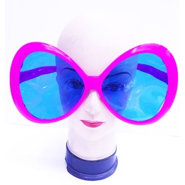 Fuşya Renk Pembe Renk Renk Mega Boy Oval Yuvarlak Parti Gözlüğü