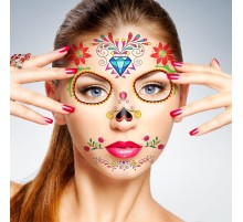 Geçici Yüz Dövmesi Mavi Elmas Desenli