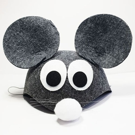 toptan-xml-dropshipping-Gri Renk Kulaklı Fare Şapkası Hayvan Şapkası
