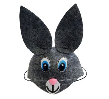 Gri Renk Kulaklı Tavşan Şapkası Hayvan Şapkası