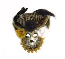 Güllü Dekoratif Seramik Maske Siyah Renk