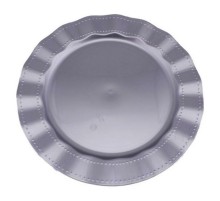 Gümüş Rengi Lüks Plastik Mika Yuvarlak Tabak 26 cm 6 Adet