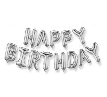 Gümüş Renk Happy Birthday Folyo Doğum Günü Balonu 35 cm