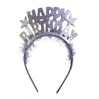 Gümüş Renk Happy Birthday Yazılı Eva Doğum Günü Parti Tacı