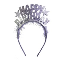 Gümüş Renk Happy Birthday Yazılı Eva Doğum Günü Parti Tacı