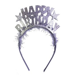 Gümüş Renk Happy Birthday Yazılı Eva Doğum Günü Parti Tacı