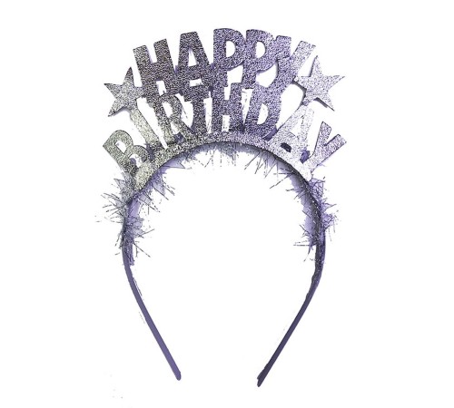 toptan-xml-dropshipping-Gümüş Renk Happy Birthday Yazılı Eva Doğum Günü Parti Tacı