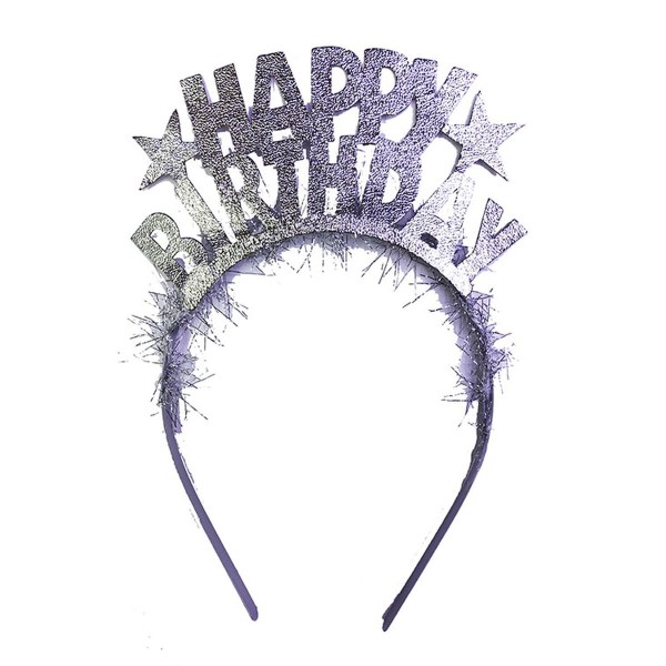 toptan-xml-dropshipping-Gümüş Renk Happy Birthday Yazılı Eva Doğum Günü Parti Tacı