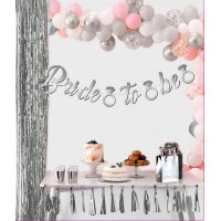 Gümüş Renk İtalik Yazı Bekarlığa Veda Partisi Tektaşlı Bride To Be Banner Flama Süs