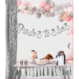 Gümüş Renk İtalik Yazı Bekarlığa Veda Partisi Tektaşlı Bride To Be Banner Flama Süs