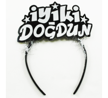 Gümüş Renk İyiki Doğdun Yazılı Sim Süslü Parti Tacı