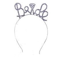 Kristal Taşlı Gümüş Renk Alyanslı Bride Tacı 12x17 cm