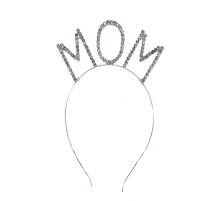 Kristal Taşlı Gümüş Renk Mom Tacı Anne Tacı 12x17 cm