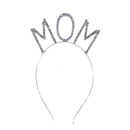 Gümüş Renk Metal Taşlı Baby Shower Partisi Mom Yazılı Anne Tacı