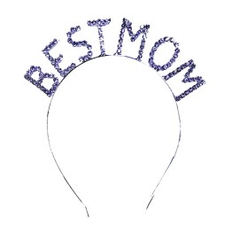 Kristal Taşlı Gümüş Renk Best Mom Tacı 16x17 cm