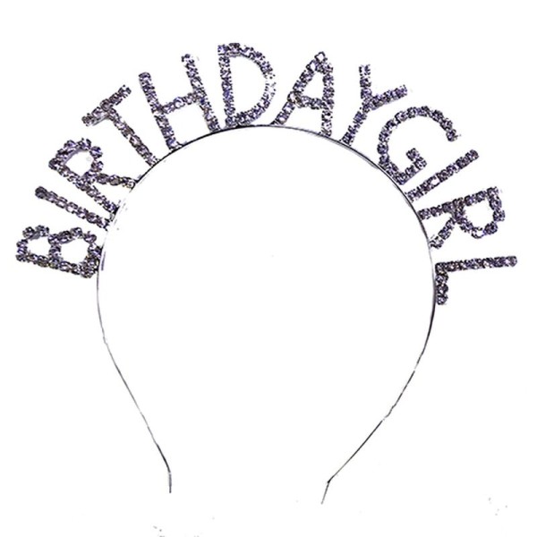 toptan-xml-dropshipping-Kristal Taşlı Gümüş Renk Birthday Girl Tacı