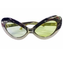 Metalize Yeşilçam 80 li 90 lı Yıllar Parti Gözlüğü Gümüş Renk 15x7 cm