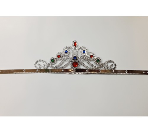 toptan-xml-dropshipping-Gümüş Renk Plastik Prenses Tacı Kraliçe Tacı 60 cm