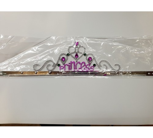 toptan-xml-dropshipping-Gümüş Renk Prenses Yazılı Parti Tacı 60 cm