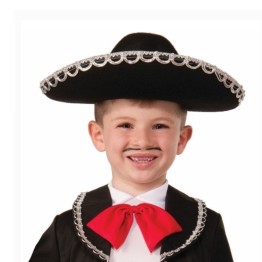 Gümüş Renk Şeritli Meksika Mariachi Latin Şapkası 55 cm Çocuk