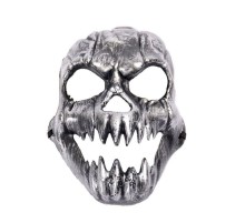 Gümüş Renk Sivri Dişli Halloween Kafatası Maskesi