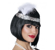 Gümüş Renk Tüylü Çarliston Saç Bandı Kafa Bandı